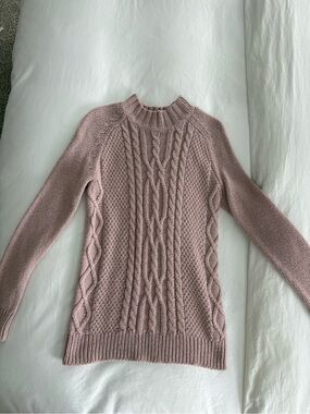 Isabel Maternity by Ingrid & Isabel Dusty Rose Cable Knit Mock Neck Sweater